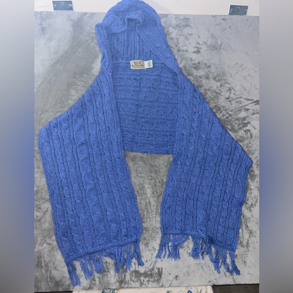 Aran sweater market 100% wool hooded scarf shawl wrap - Picture 4 of 11